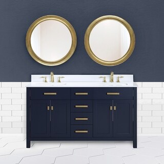 Luca 60" Freestanding Navy Blue Double Bathroom Vanity Set - Bed Bath ...